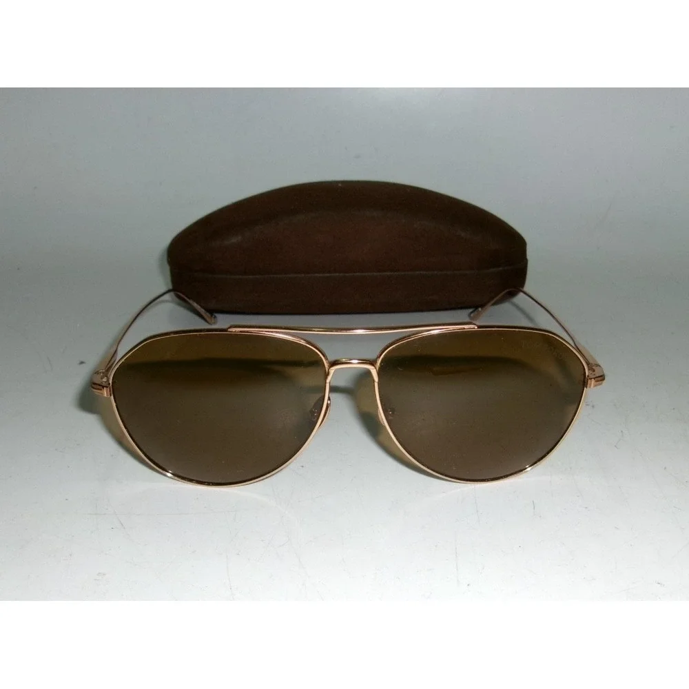 Tom Ford CYRUS TF747 Titanium Sunglasses 30E 62mm Gold Brown Japan – Mens Large